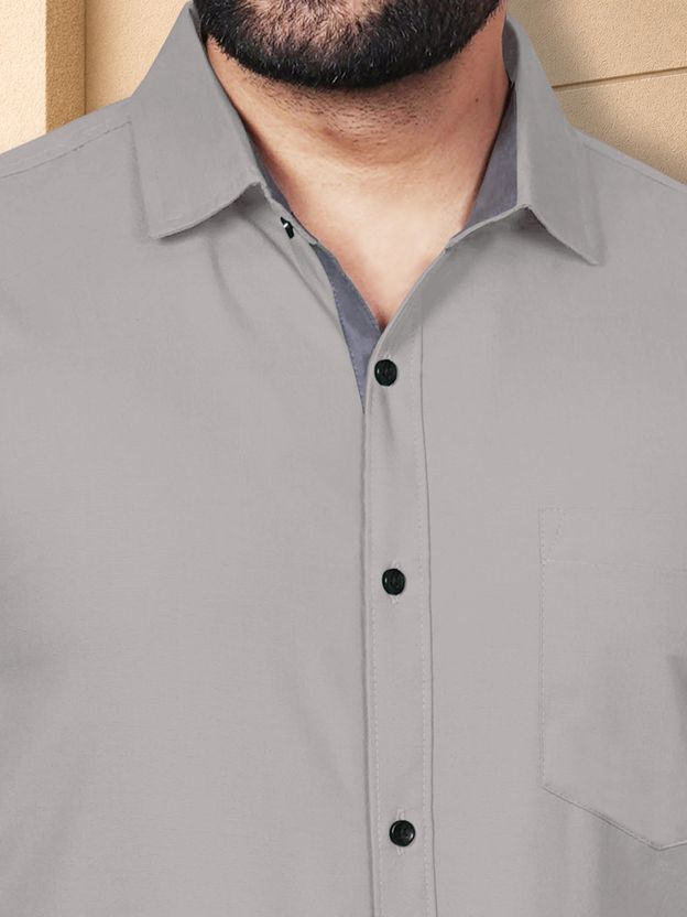 VeBNoR Men Solid Casual Grey Shirt - Image 7
