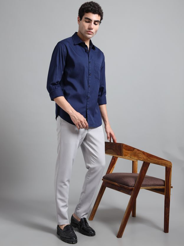 Proword Men Dark Blue Casual Shirt - Image 6