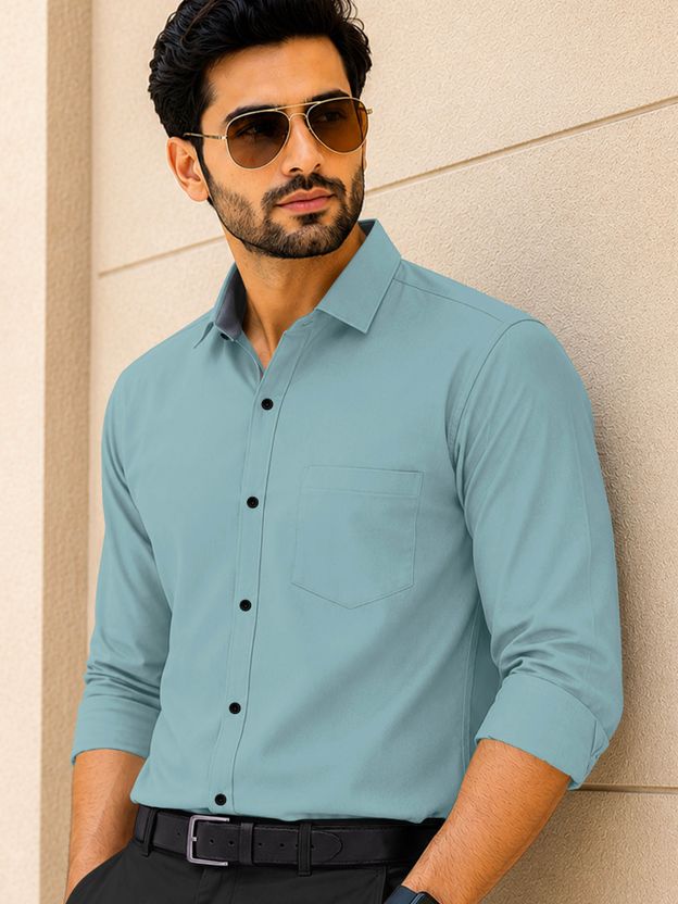 VeBNoR Men Solid Casual Grey Shirt - Image 8