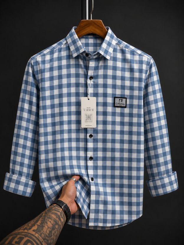VELLOSTA Men Dark Green Checkered Shirt - Image 4