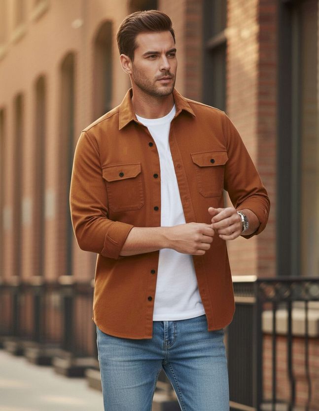 Styles Thief Men Orange Casual Shirt - Image 3