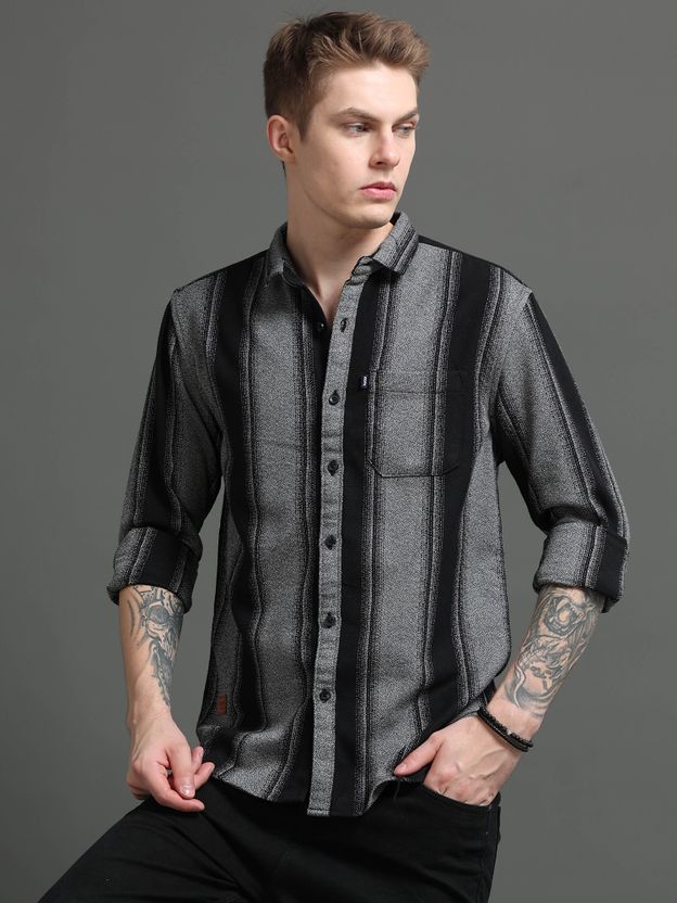 Rope Men Striped Red, Black Shirt - Image 9