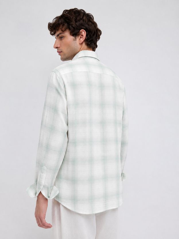 S-LINE Men Light Green Checkered Shirt - Image 2