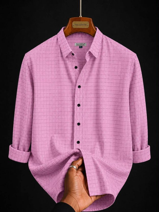 VELLOSTA Men Beige Checkered Shirt - Image 10
