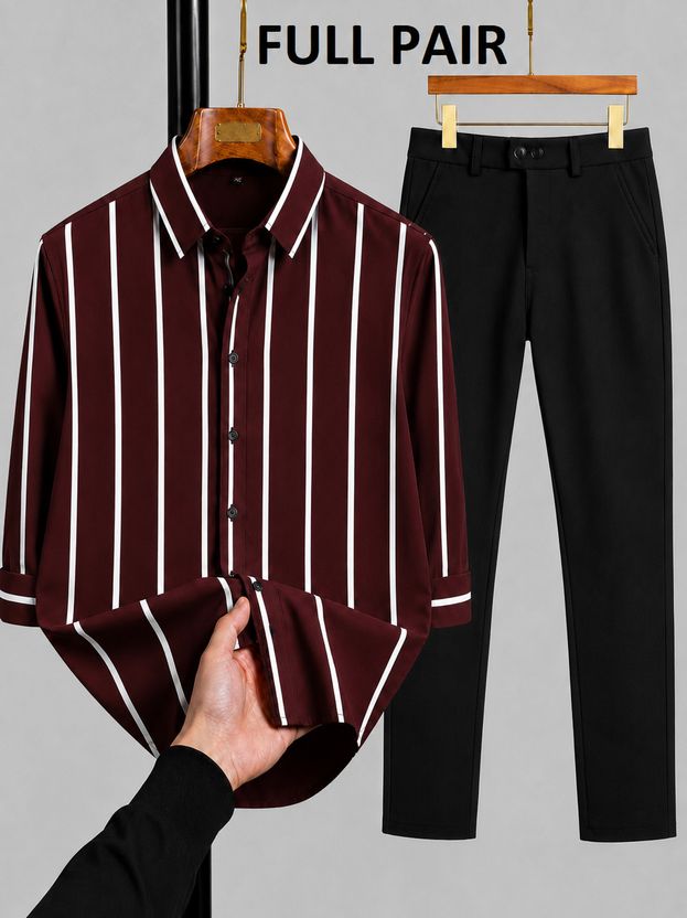 mozero Men Striped Casual Grey, Black Shirt - Image 8