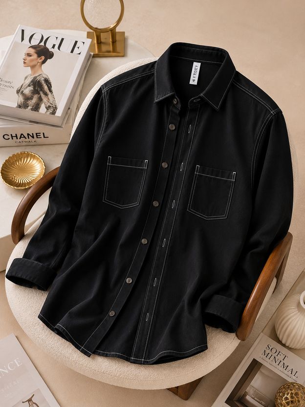 FOXEY Men Solid Casual Brown Shirt - Image 8