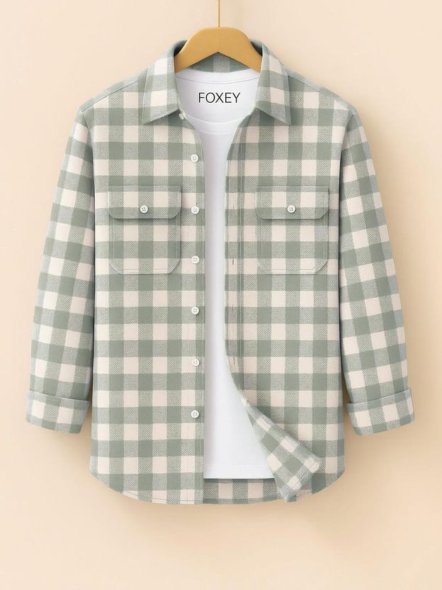 FOXEY Men Checkered Blue Shirt - Image 6