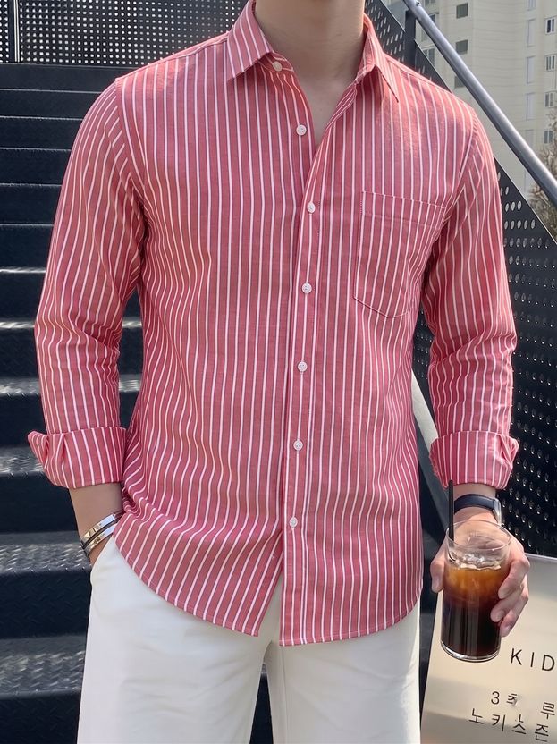 indossare Men Yellow Striped Casual Shirt - Image 5