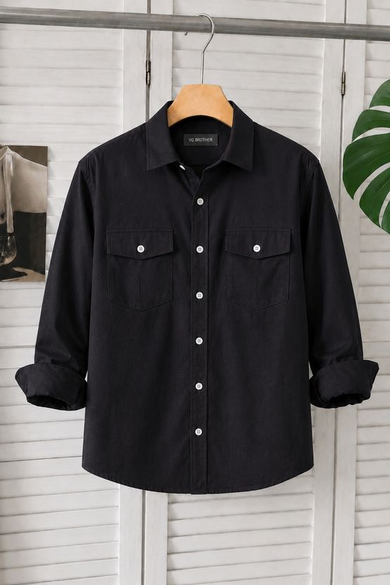 spela Men Regular Fit Solid Spread Collar Casual Shirt - Image 3