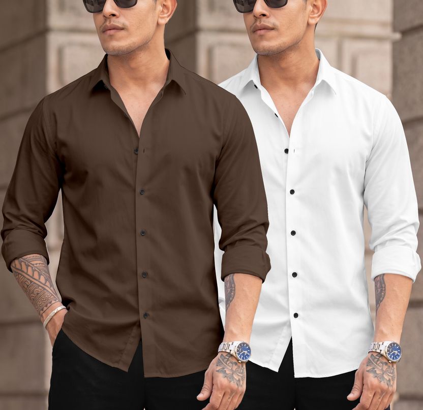 DARKMODE Men Solid Casual White, Black Shirt - Image 5