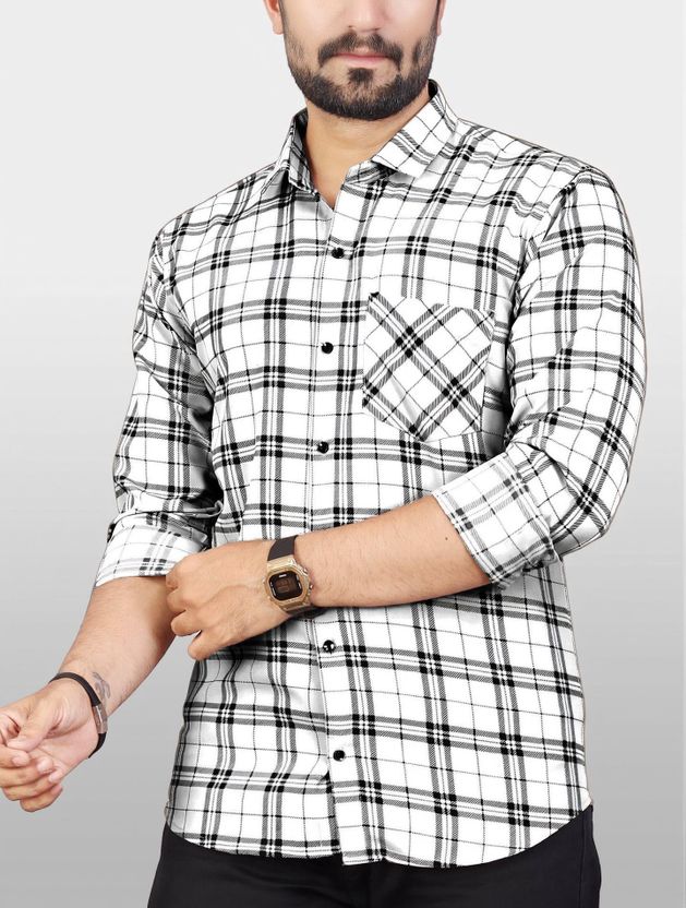 HKV Men Checkered Casual Brown, Black Shirt - Image 10