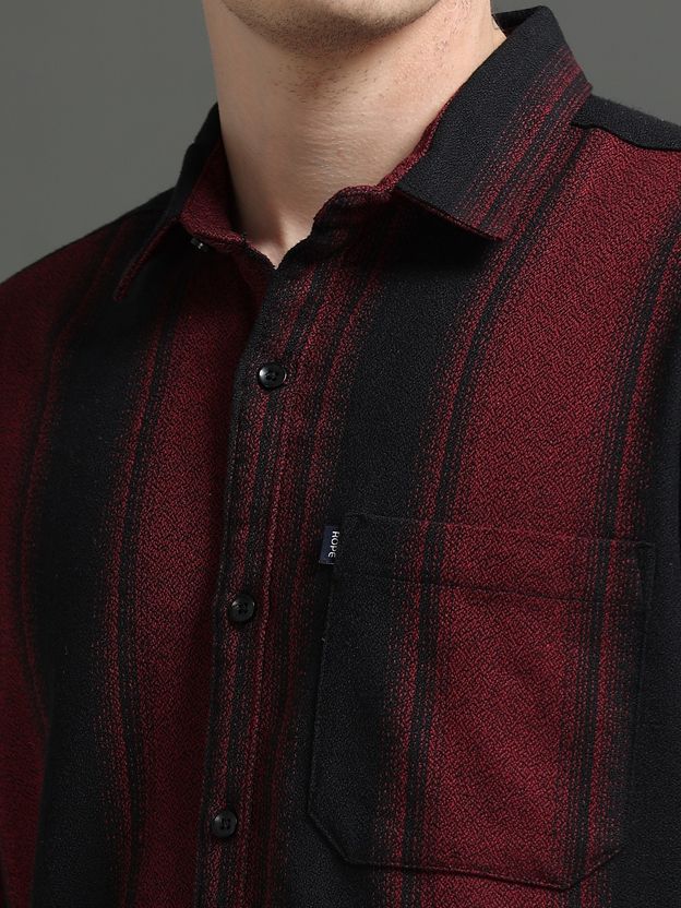 Rope Men Striped Red, Black Shirt - Image 6