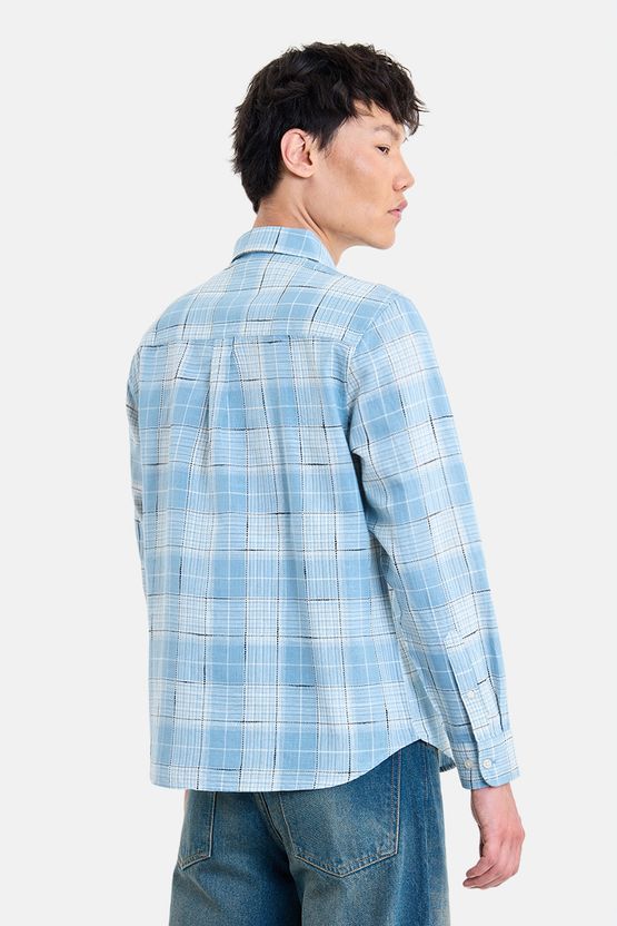 Snitch Men Checkered Casual Light Blue Shirt - Image 5