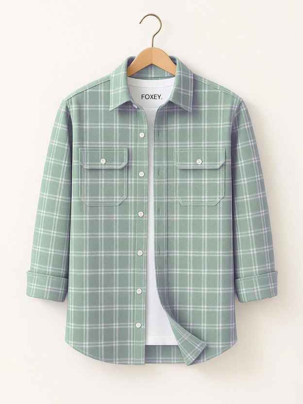 FOXEY Men Checkered Blue Shirt - Image 5