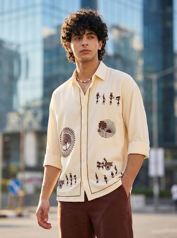Shree Sai Balaji Men Brown Printed Casual Shirt - Image 6