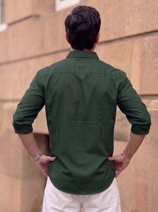 Virastix Men Dark Green Casual Shirt - Image 3