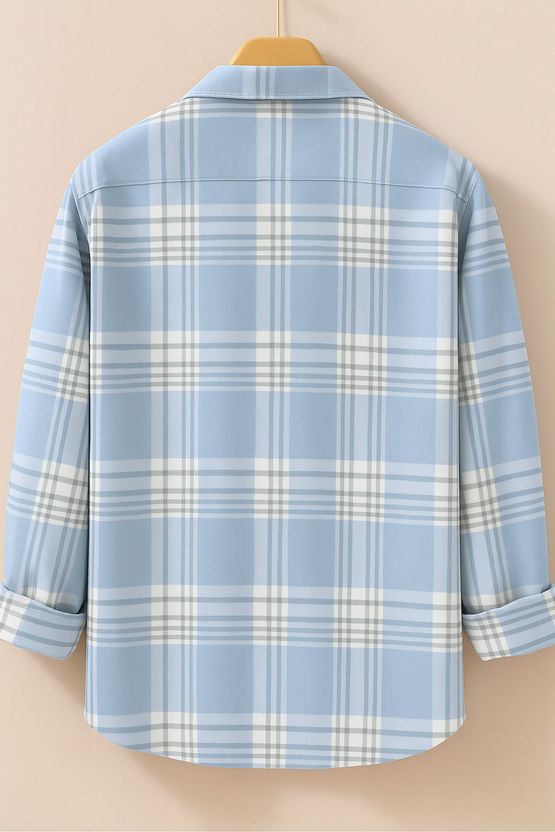 FOXEY Men Checkered Blue Shirt - Image 2