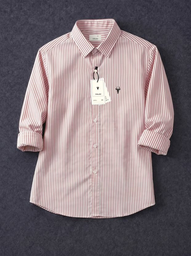 vdlooks Men Striped Casual Pink, White Shirt - Image 6