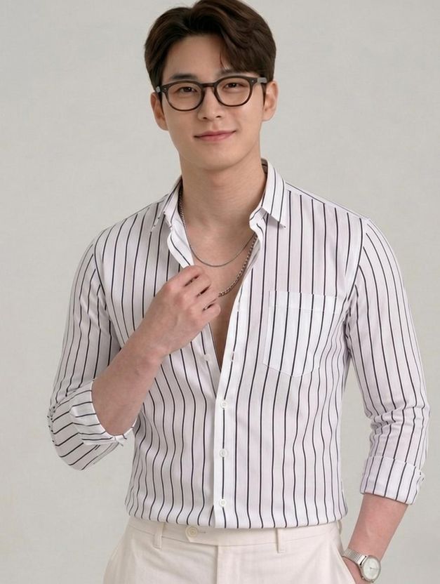 SEEWAYS Men Light Blue Striped Shirt - Image 7