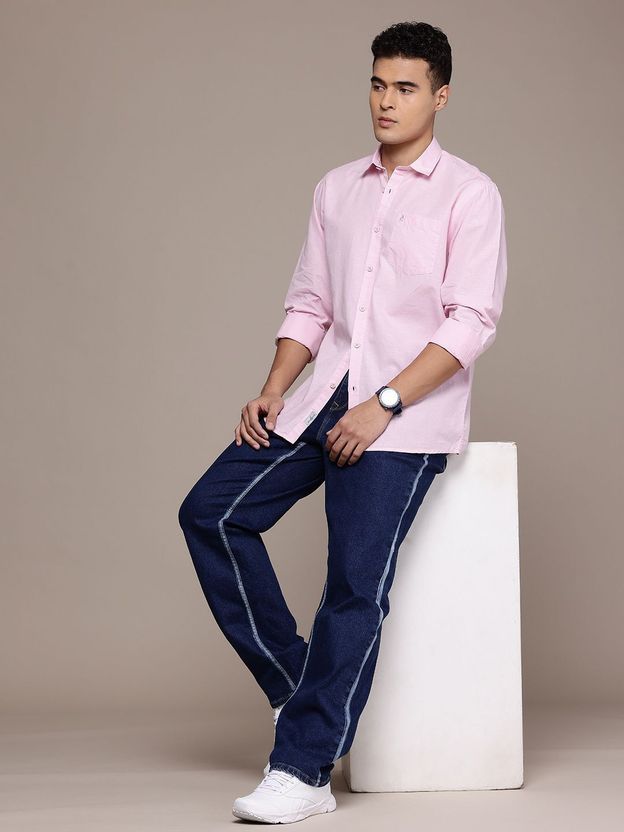 BLUE SQUAD Men Pink Solid Casual Shirt - Image 6