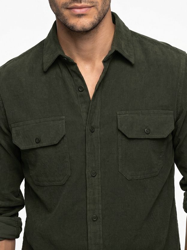Urbano Men Dark Green Casual Shirt - Image 5