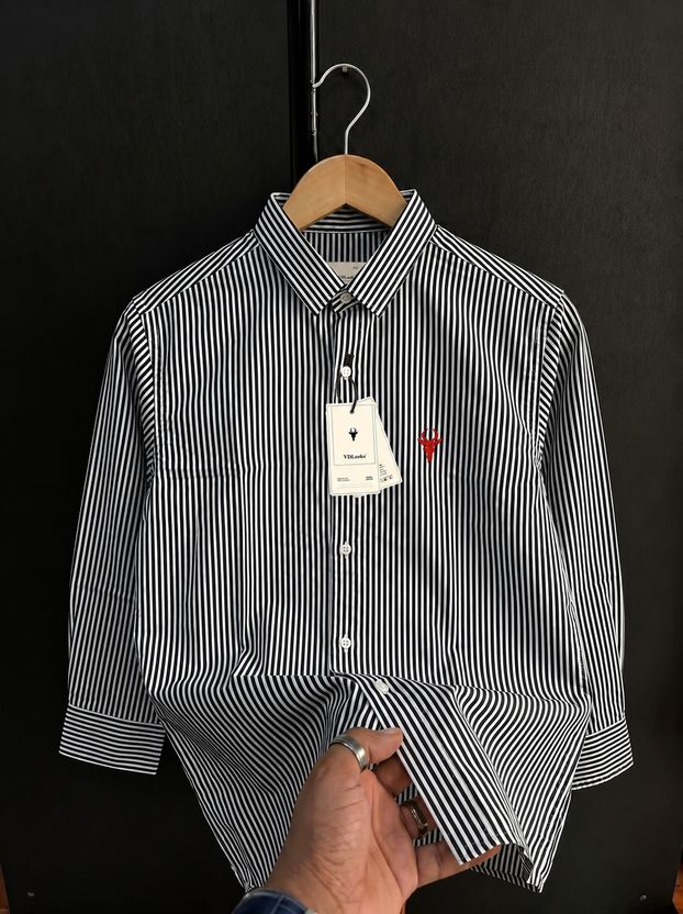 vdlooks Men Pink Striped Casual Shirt - Image 4