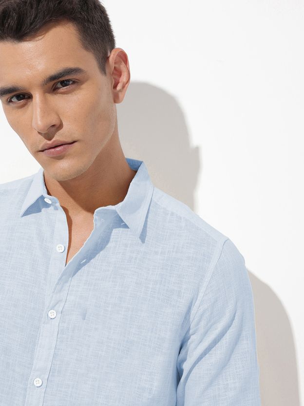SHIRTZONE Men Solid Casual Light Blue Shirt - Image 4