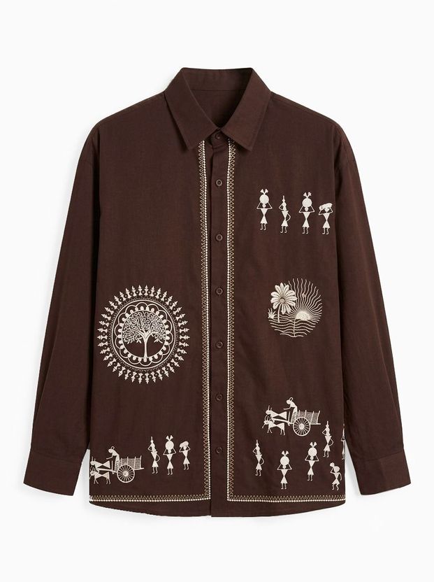 Shree Sai Balaji Men Brown Printed Casual Shirt - Image 4