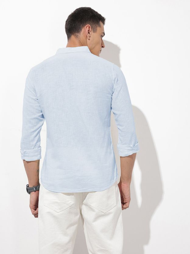 SHIRTZONE Men Solid Casual Light Blue Shirt - Image 2