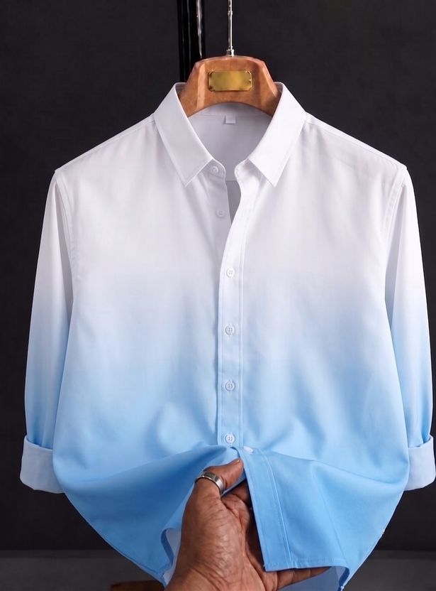 SEVENTEENSTITCH Men Regular Fit Dyed/Ombre Spread Collar Casual Shirt - Image 5