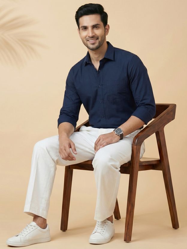 METRONAUT Men Dark Blue Formal Shirt - Image 4