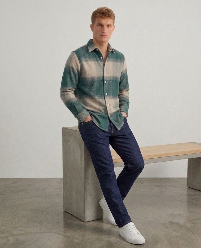 DEEMOON Men Regular Fit Checkered Casual Shirt - Image 6