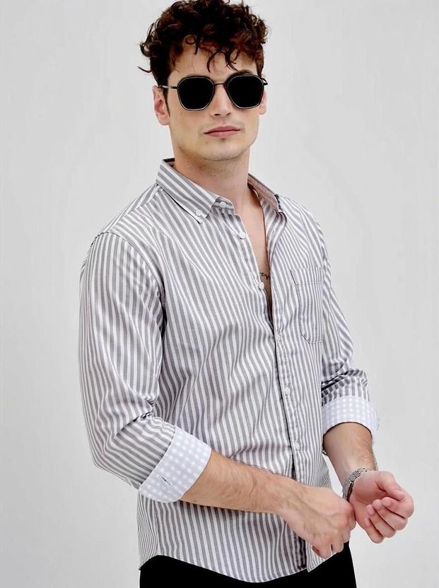 RODEIZ Men Striped Casual Green, White Shirt - Image 9