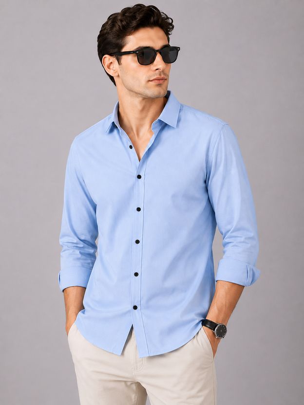 THE WINE HOUSE Men Light Blue Casual Shirt - Image 3