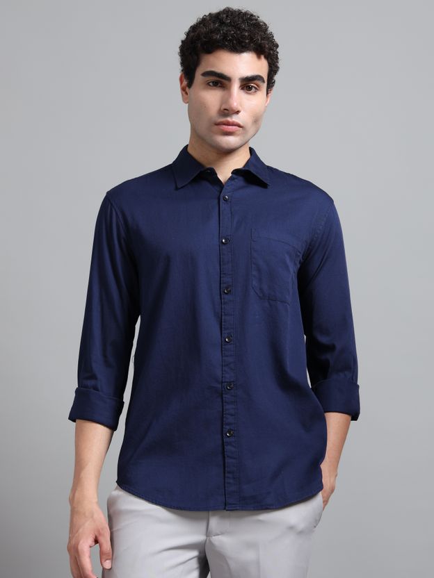 Proword Men Dark Blue Casual Shirt - Image 1