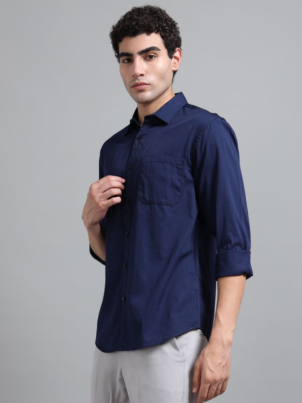 Proword Men Dark Blue Casual Shirt - Image 3