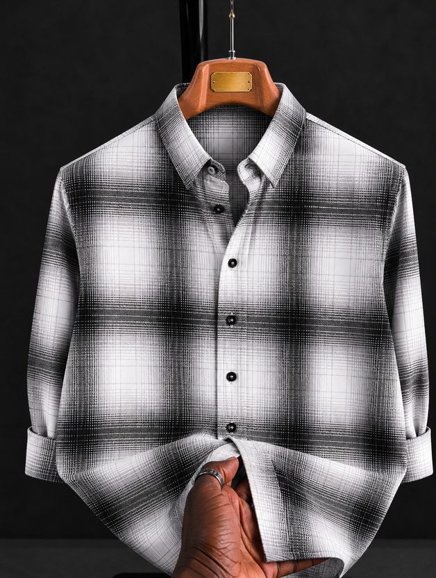 Solbiza Men Checkered White Blue Shirt - Image 1