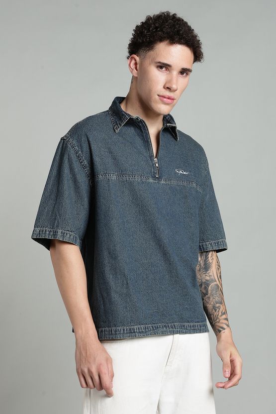 FOUL CHILD Men Boxy Fit Washed Spread Collar Shirt - Image 3