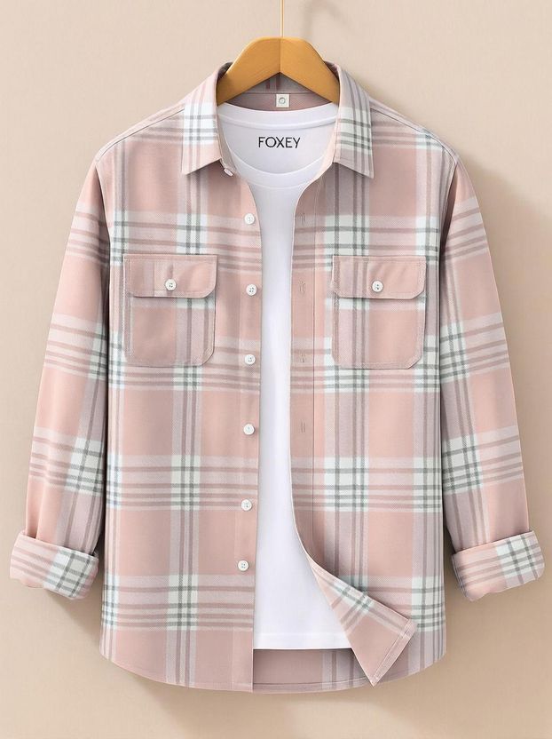FOXEY Men Checkered Blue Shirt - Image 4
