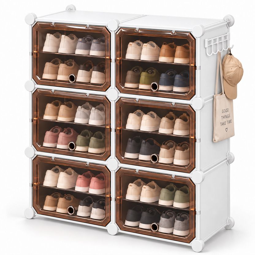 KriShyam 6 Door Modular Shoe Rack with Translucent Doors - Image 2