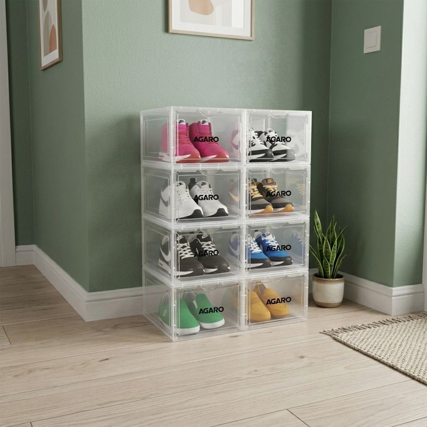 AGARO Stackable Shoe Storage Box, Clear Sneaker Crates with Magne...more - Image 1