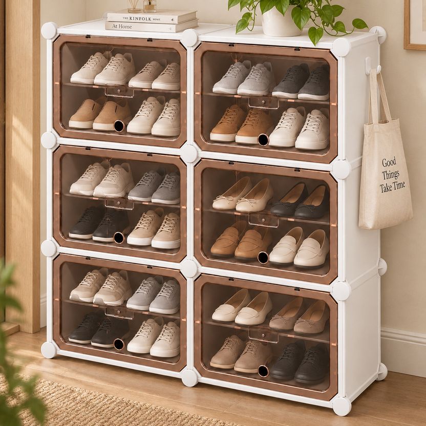KriShyam 6 Door Modular Shoe Rack with Translucent Doors - Image 8