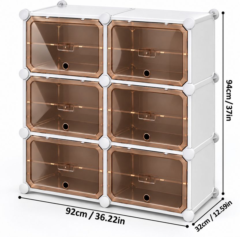 KriShyam 6 Door Modular Shoe Rack with Translucent Doors - Image 4