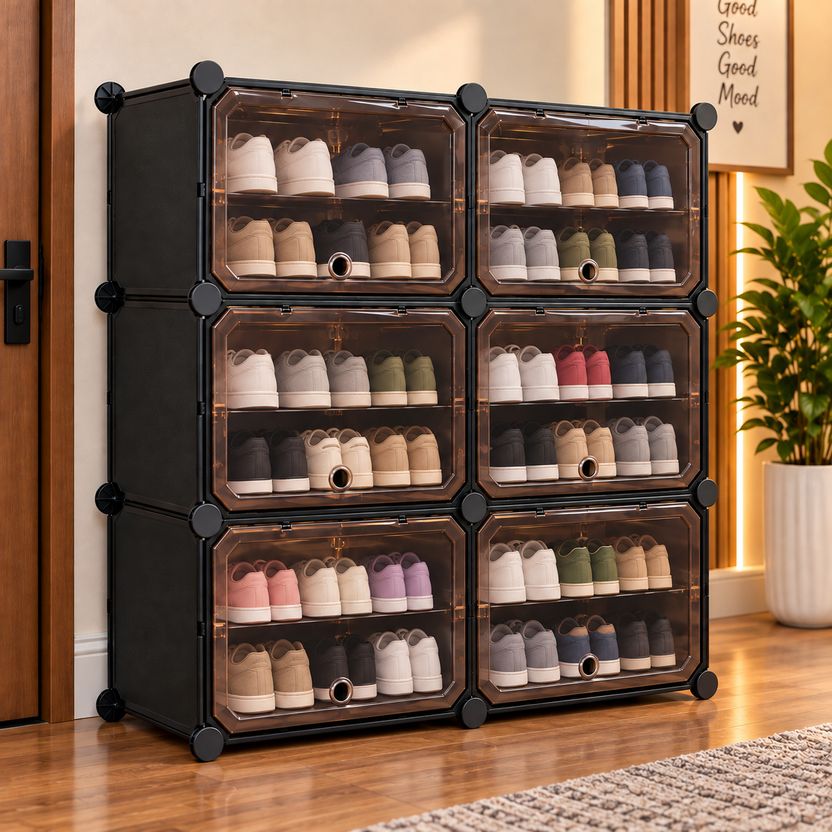 KriShyam 6 Door Modular Shoe Rack with Translucent Doors - Image 9