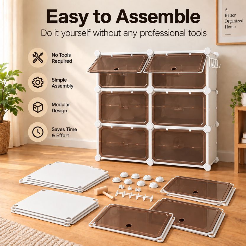 KriShyam 6 Door Modular Shoe Rack with Translucent Doors - Image 7