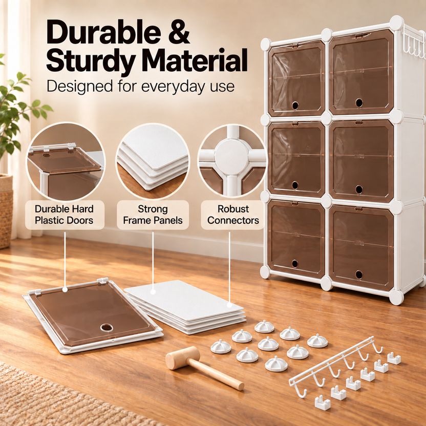 KriShyam 6 Door Modular Shoe Rack with Translucent Doors - Image 5