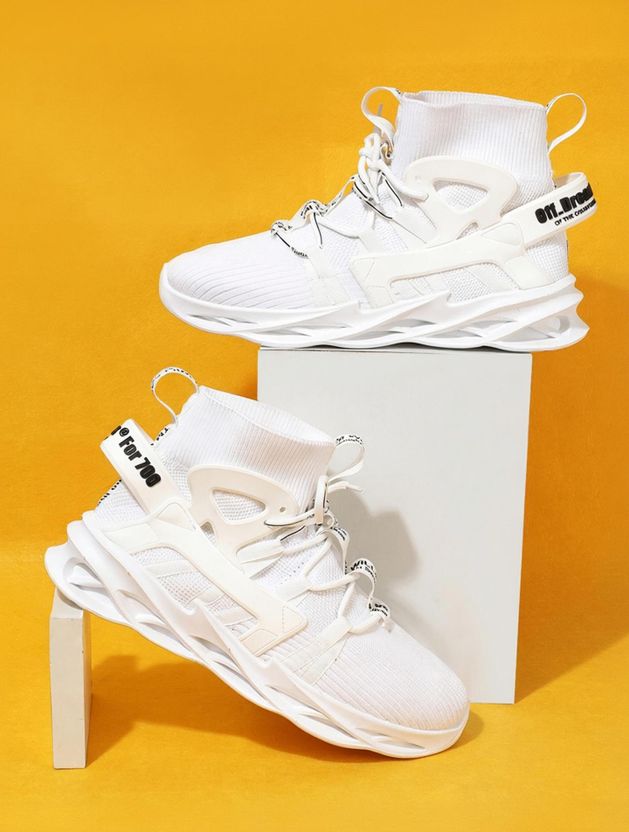 RapidBox High Tops Sneakers For Men (White, 9) - Image 1