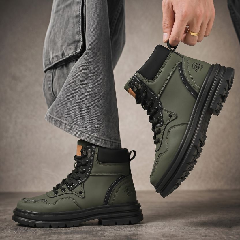6ONE9 Men's Black High Ankle Sneaker Boots - Image 1