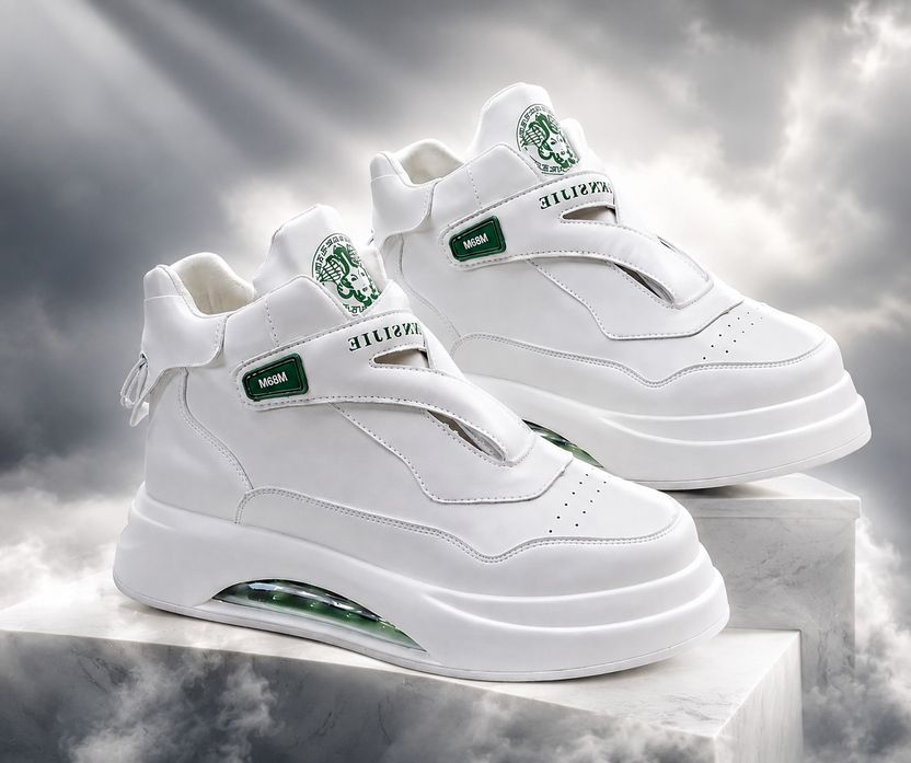BIZAZO White Chunky High Top Platform Sneakers - Image 4