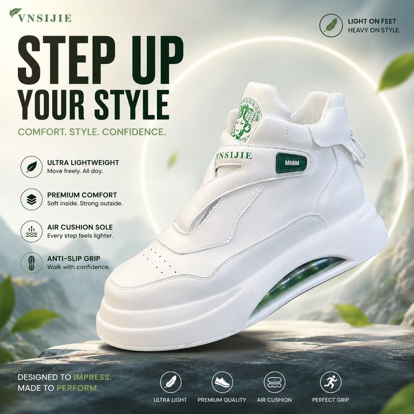 BIZAZO White Chunky High Top Platform Sneakers - Image 1